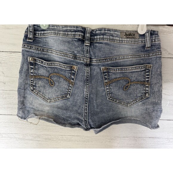 Justice Denim Shorts Girls Sz 12R Embroidered Flowers - Picture 2 of 9